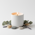 Luxury scented candle in a minimalist ceramic jar
